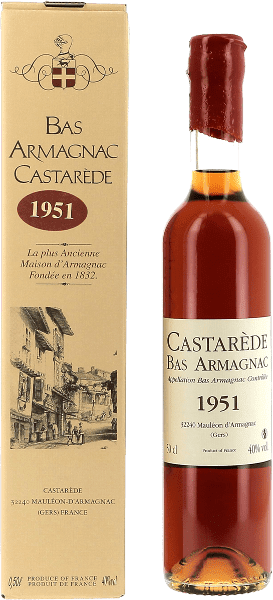 BAS ARMAGNAC MILLÉSIMÉ 1951 40° 1951 CASTARÈDE