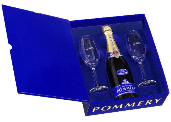 POMMERY BRUT ROYAL EN COFFRET CADEAUX AVEC 2 FLUTES