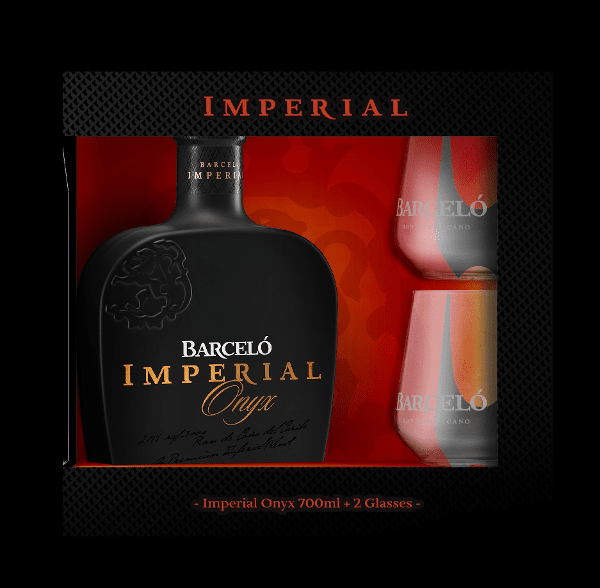 COFFRET BARCELO IMPÉRIAL ONYX 38° 70CL + 2 VERRES