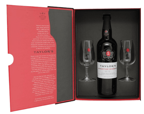 COFFRET PORTO TAYLOR'S LIMITED BOTTLE 2019 VINTAGE 20° 70CL + 2 VERRES