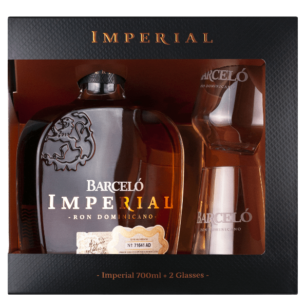 COFFRET BARCELO IMPÉRIAL 38° 70CL + 2 VERRES