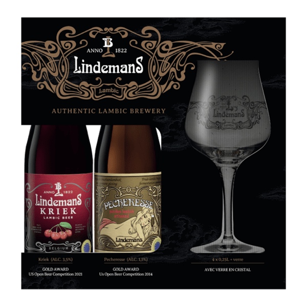 COFFRET LINDEMANS 4x25CL + 1 VERRE